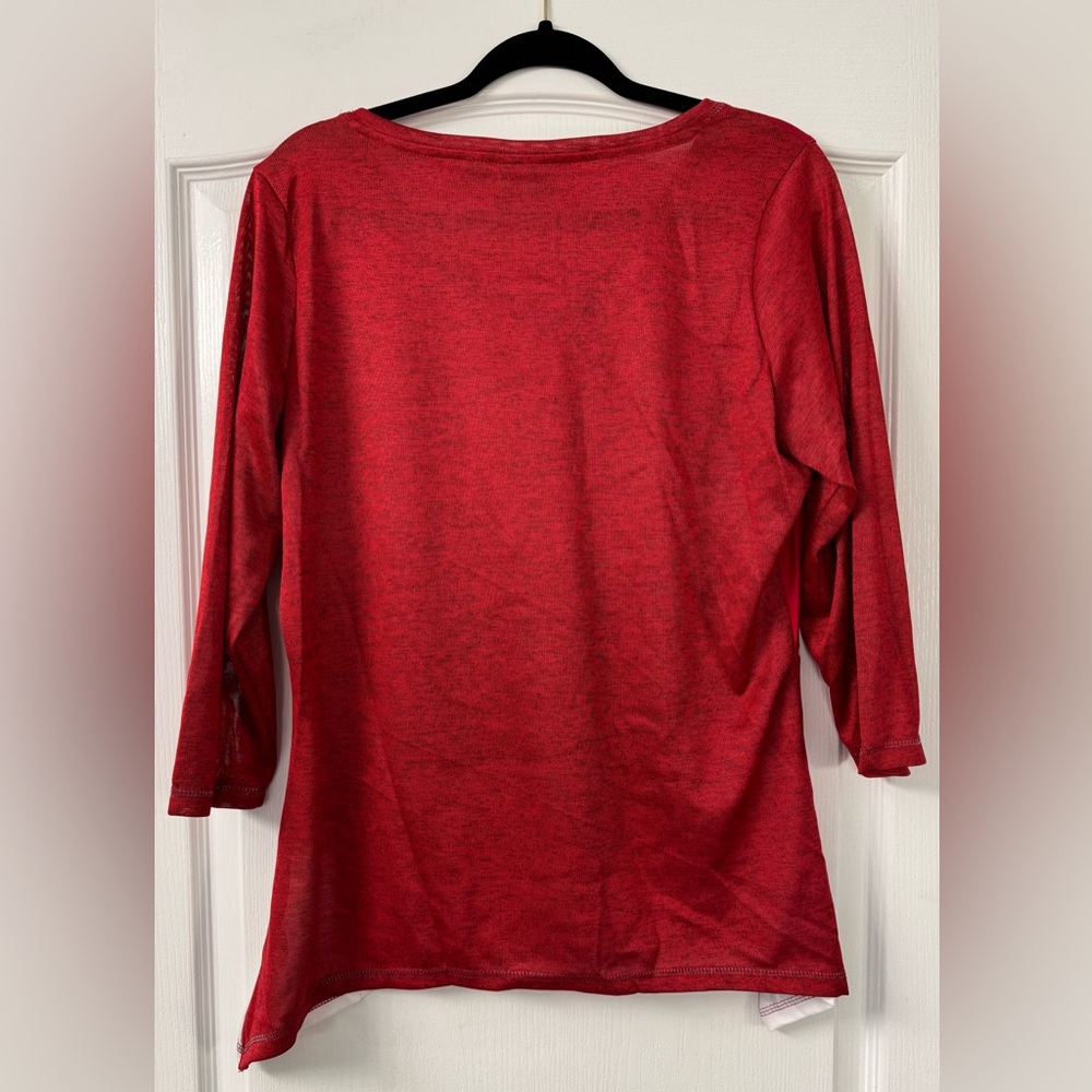 Onque Casual Santa and Reindeer Christmas Top w/ Sparkling Embellishments - Picture 12 of 15